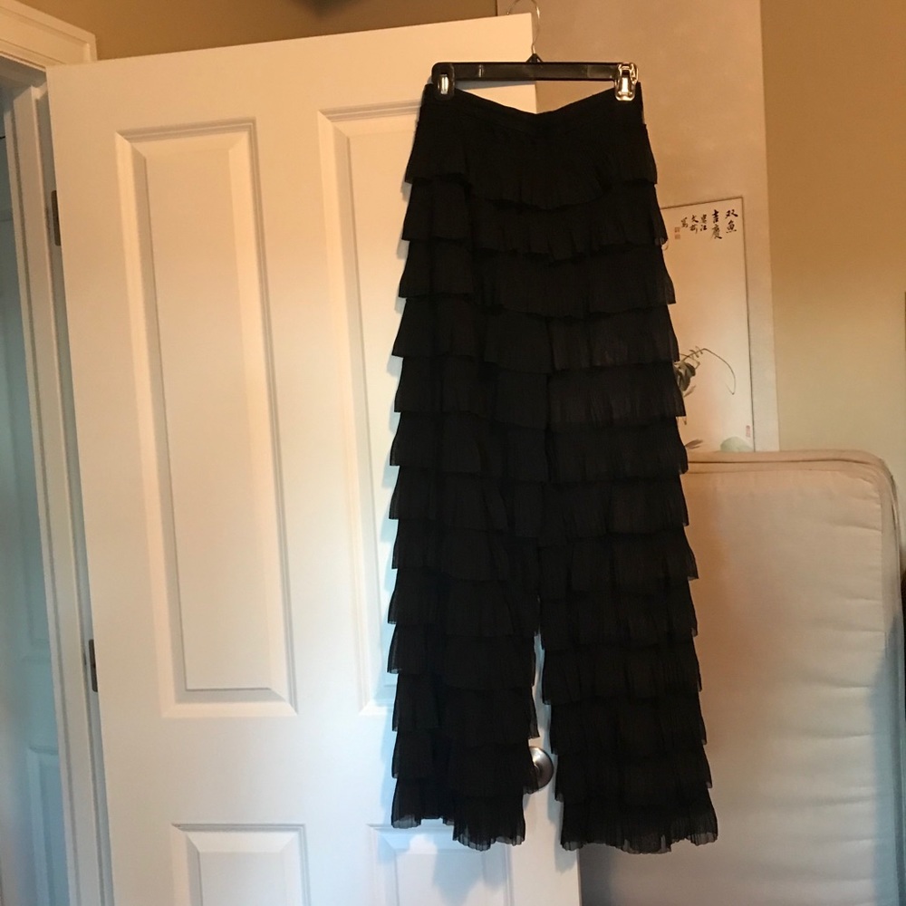 Zara Black Ruffle Pants Size M
